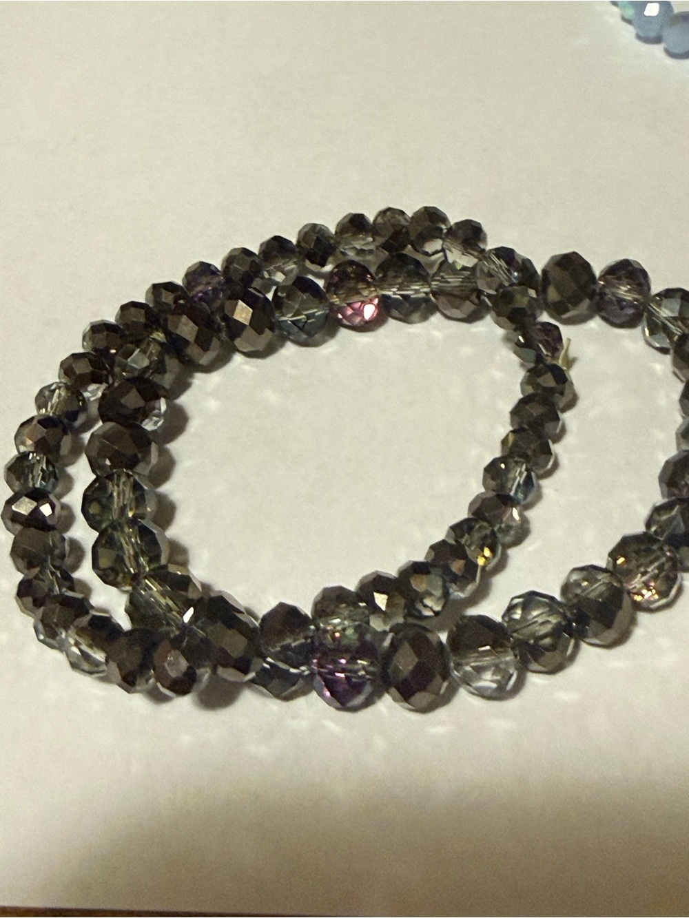 Smoky Crystal Stretch Bracelet Set - Elegant Gray Sparkle